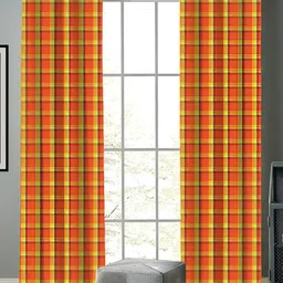 Airwill Orange & Green 2Pcs Geometric   Room Darkening Door Curtain-image-72