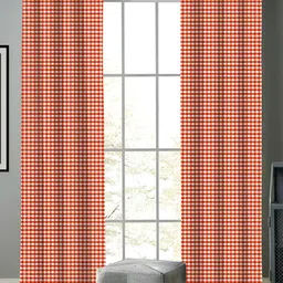 Airwill Orange & White 2Pcs Geometric Room Darkening Door Curtain-image-76