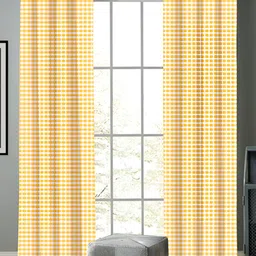 Airwill Yellow & White 2Pcs Geometric Room Darkening Door Curtain-image-86