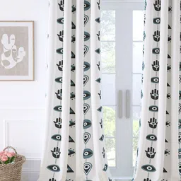Story@home Grey & White Printed Cotton Room Darkening Door Curtain-picture-21