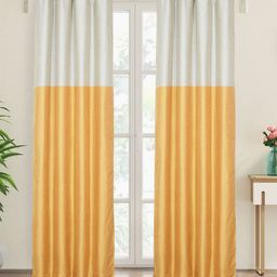 Home Centre Contempo Yellow 2 Pieces Colourblocked Room Darkening Door Curtains-image-95