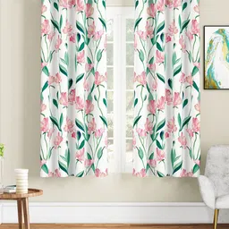 SEJ by Nisha Gupta White & Green Set of 2 Floral Window Curtain-image-19