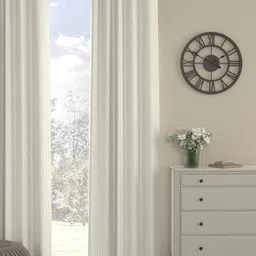 ROSARA HOME Finn Off White and Beige Geometric Regular Door Eyelet Curtains and Sheers-47