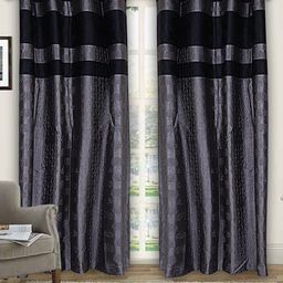 Kuber Industries Grey & Black Set of 2 Door Curtains 7 Feet-31
