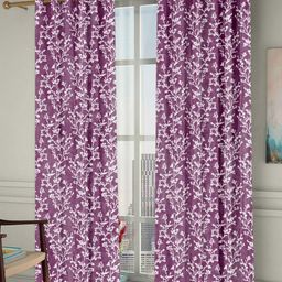 Homefab India Chinar Lavender & White 2 Pieces Floral Door Curtains-image-75