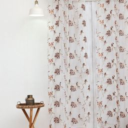 Ariana Brown & White Floral Embroidered Sheer Long Door Curtain With Velcro-image-53