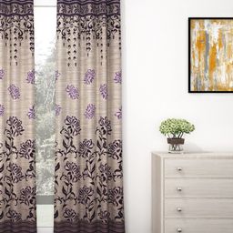 Story@home Purple Floral Jacquard Single Long Door Curtain-image-33