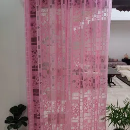Homefab India Pink Set of 2 Sheer Long Door Curtain-image-99
