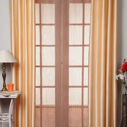 Homefab India Beige 3 Pieces Sheer Long Door Curtains-image-78