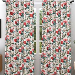 EasyGoods Red Floral Black Out Long Door Curtain-image-14
