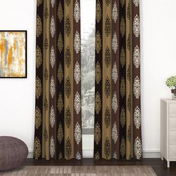 Bedspun Brown & White Set of 2 Ethnic Motifs Long Door Curtain-14