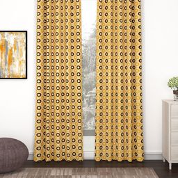 Story@home Beige & Brown Set of 2 Geometric Printed Long Door Curtains-10
