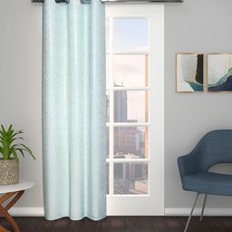THE CONVERSION Turquoise Blue Geometric Jacquard Long Door Curtain-image-88