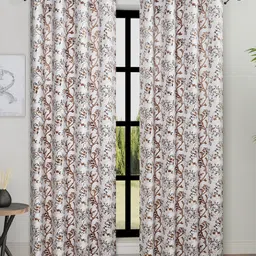 ROMEE Brown 2 Pieces Floral Room Darkening Long Door Curtains-image-79