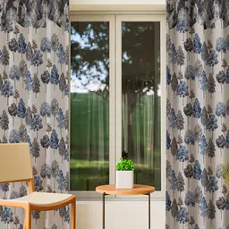 CURIOUS LIFESTYLE Grey & White 2 Pieces Abstract Printed Room Darkening Long Door Curtains-image-44