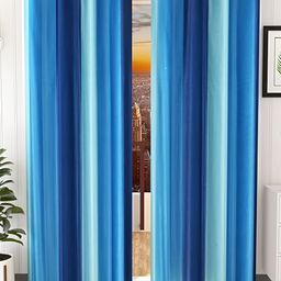 Shopgallery Blue 2 Pieces Colourblocked  Room Darkening Long Door Curtains-picture-29