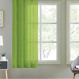 Cortina Green & White Self Design Sheer Window Curtain-39