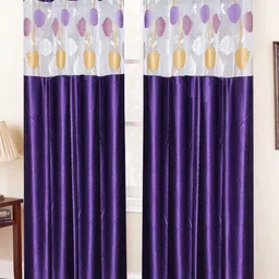 Homefab India Purple Set of 2 Sheer Window Curtain-image-93