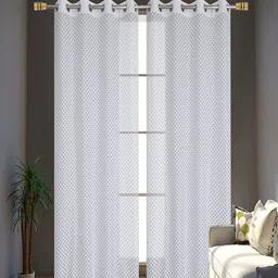 Aura White 2 Pieces Self Design Sheer Window Curtains-image-68