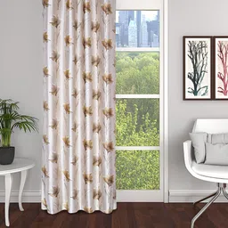 THE CONVERSION Coffee Brown & White Floral Long Door Curtain-image-85