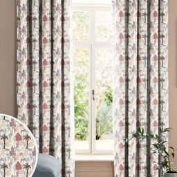 CASABLEU Rust Set of 2 Floral Door Curtain-17