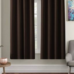 AEROHAVEN Brown Set of 2 Black Out Window Curtain-9