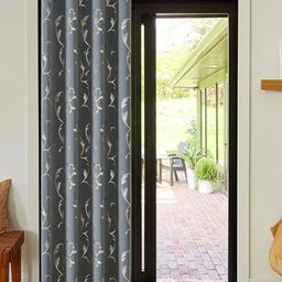 URBAN SPACE Grey & Gold-Toned Floral Printed Black Out Window Curtain-5