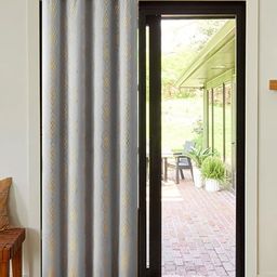 URBAN SPACE Grey & Mustard Geometric Printed Black Out Window Curtain-8