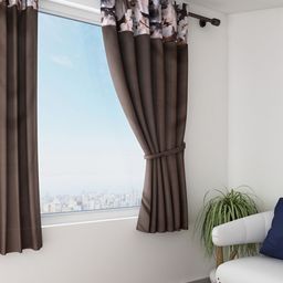 SWAYAM Dark Taupe Single Blackout Window Curtain-22
