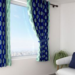 SWAYAM Sigma Navy & Green Single Ethnic Print Blackout Window Curtain-11