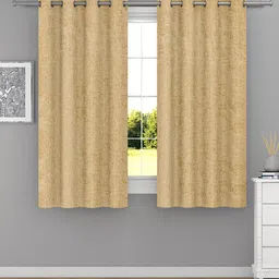 Raymond Home Gold-Toned 2 Pcs Abstract Woven Design Window Curtains-11