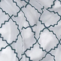 Cortina White & Grey Set of 2 Embroidered Sheer Window Curtain image 4