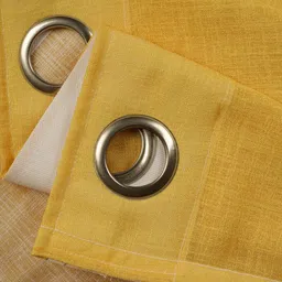 HOMADORN Yellow & White Set of 2 Sheer Window Curtain image 4