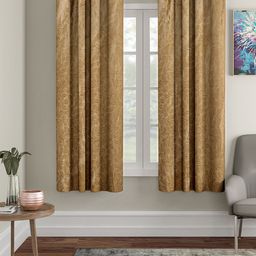 Cortina Set of 2 Bronze-Coloured Embossed Leaf Print Polyester Window Curtains-3