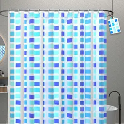 Kuber Industries 4-Pcs Blue & White Printed Shower Curtains-22