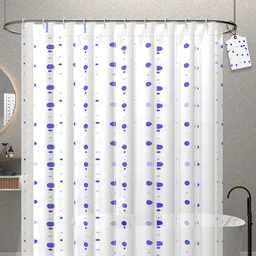 Kuber Industries 3-Pcs Blue & White Durable Shower Curtains-73
