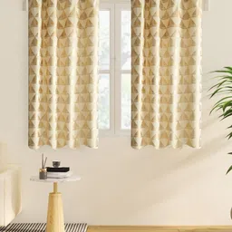 Home Centre Anderson Gold Toned & Off White 2 Pieces Printed Cotton Window Curtains-image-66