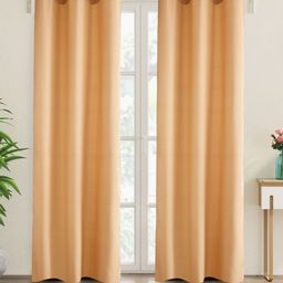 Home Centre Beige Set of 2 Geometric Room Darkening Door Curtain-52