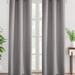 Home Centre Grey Set of 2 Geometric Room Darkening Door Curtain-53