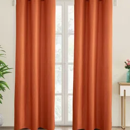 Home Centre Brown Set of 2 Geometric Room Darkening Door Curtain-61