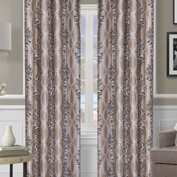 Aura Beige & White Set of 2 Floral Room Darkening Long Door Curtain-image-58