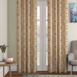 Aura Gold-Toned & White Set of 2 Ethnic Motifs Room Darkening Door Curtain-image-11