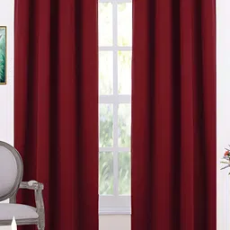 RIDHAAN Maroon 2 Pcs Room Darkening Door Curtain-picture-8