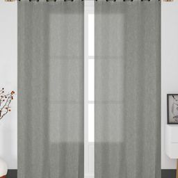AaHo Decor Grey 2 Pieces Cotton Linen Sheer Door Curtains-image-96