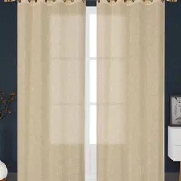 AaHo Decor Beige 2Pcs Sheer Long Door Curtain-image-42
