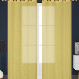 AaHo Decor Yellow 2Pcs Sheer Window Curtain-38