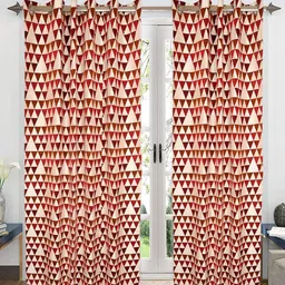 Saral Home Beige & Red Set of 2 Door Curtains-28