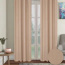 Cortina Beige 2 Pieces Black Out Long Door Curtains-image-72
