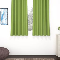 Story@Home Faux Silk Solid Solid 300GSM Green Room Darkening Blackout Window Curtain - Set of 2-8