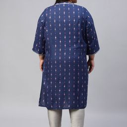AURELIA Plus Size Ethnic Motif Printed Band Collar Kurta image 4